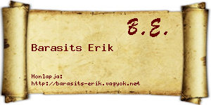 Barasits Erik névjegykártya